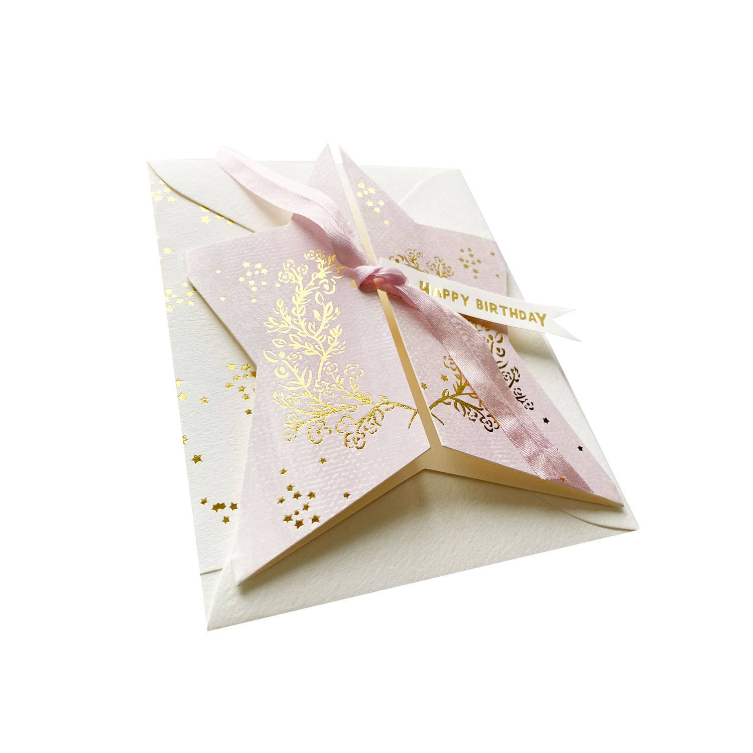 Carte de vœux de joyeux anniversaire Lilac Gold Star - Goldybijoux