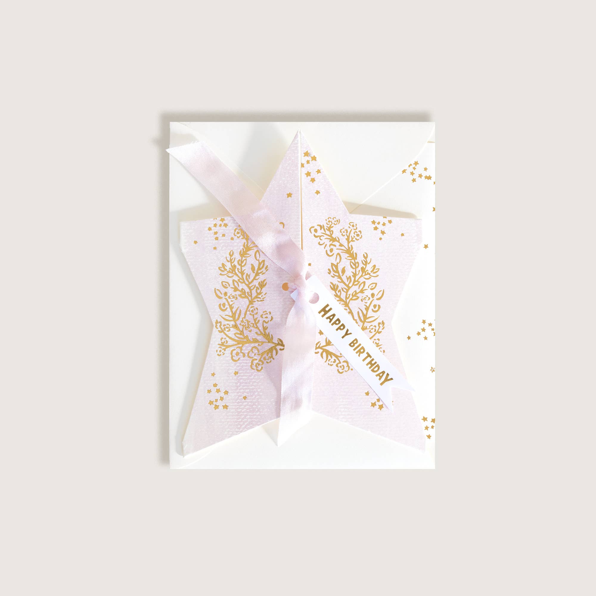 Carte de vœux de joyeux anniversaire Lilac Gold Star - Goldybijoux