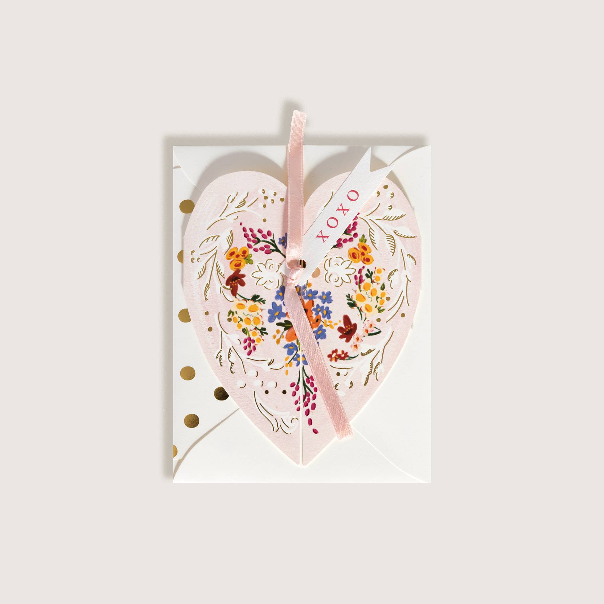 Carte de vœux XOXO Pink Heart Love - Goldybijoux