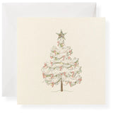 Holiday gift card with illustrated Christmas tree, festive packaging for kids jewelry gifts