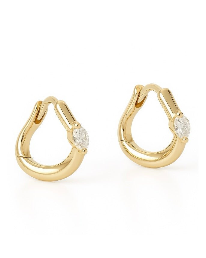 Gold vermeil huggie earrings for kids in sterling silver 925 with clear zircon, lightweight design made for everyday wear