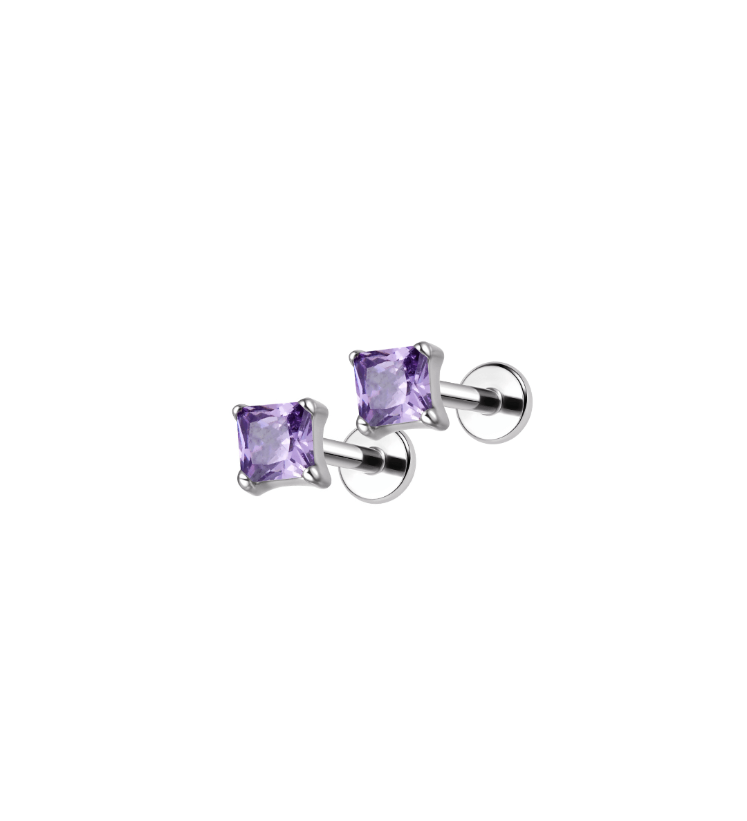 Mini bouton carré en titane – Argent - Goldybijoux