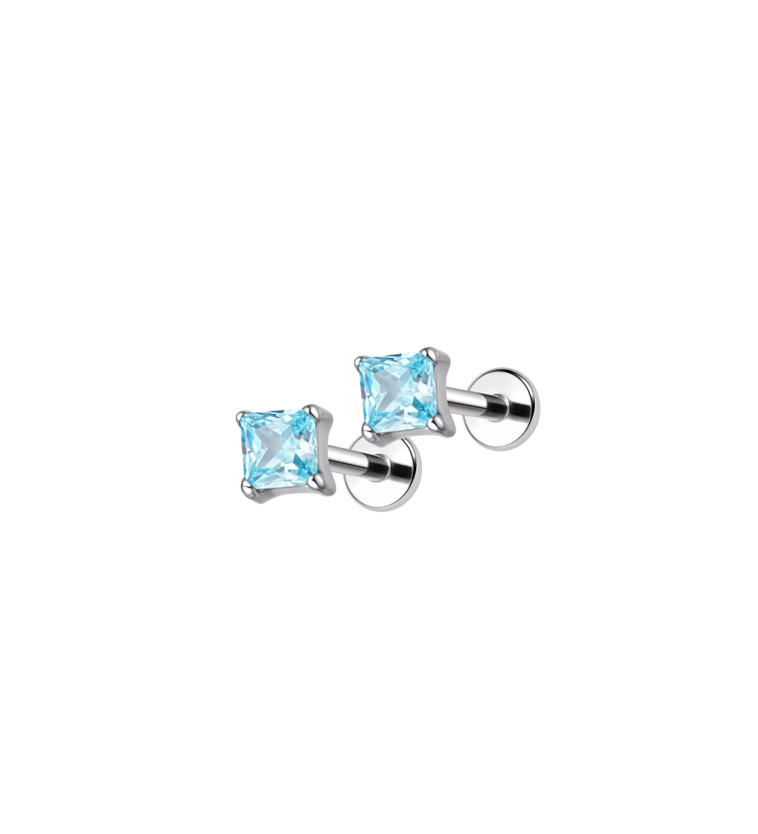 Mini bouton carré en titane – Argent - Goldybijoux