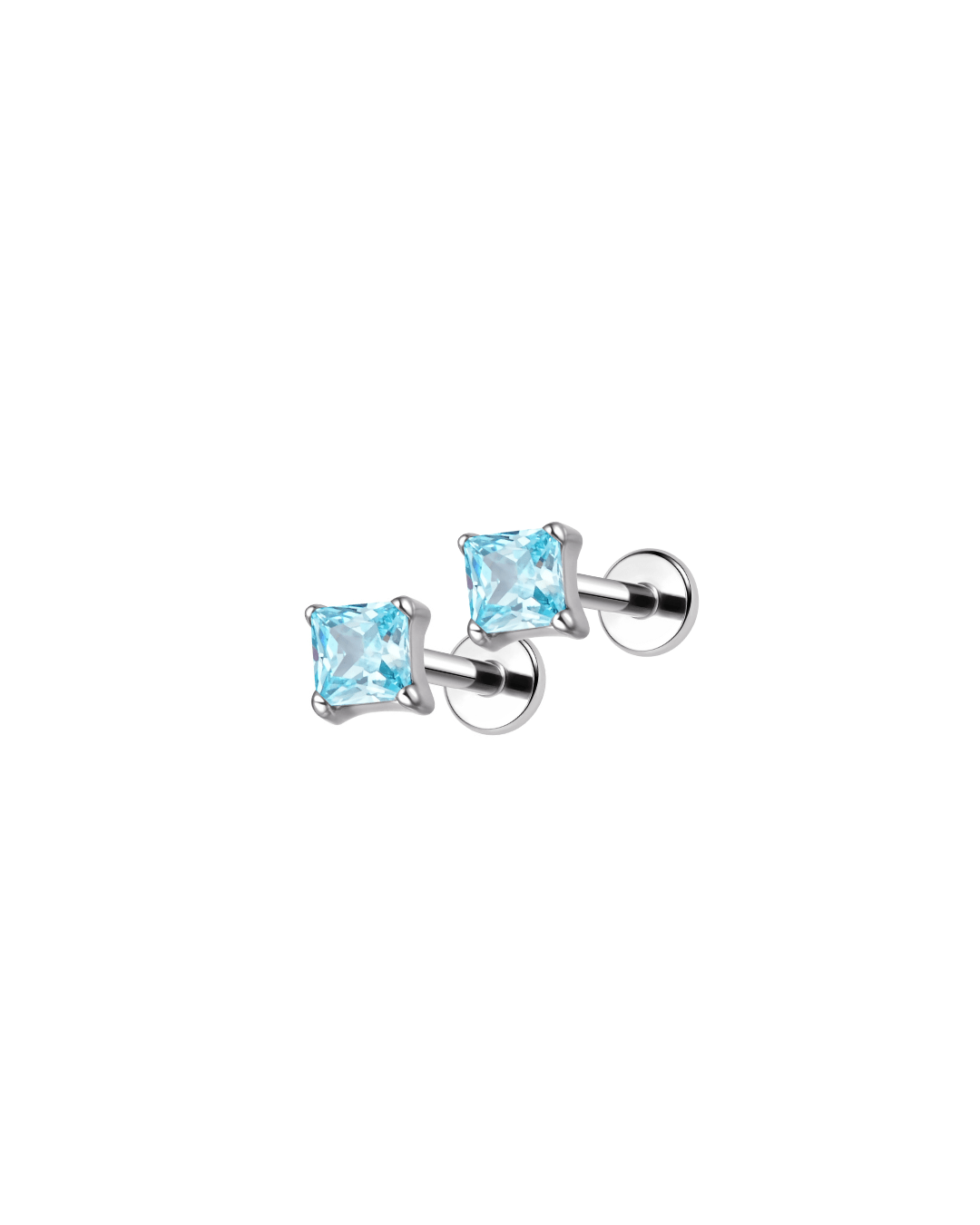 Mini bouton carré en titane – Argent - Goldybijoux