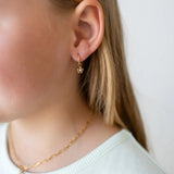 Mini Hoop Charm Fleur Brillante - Goldybijoux