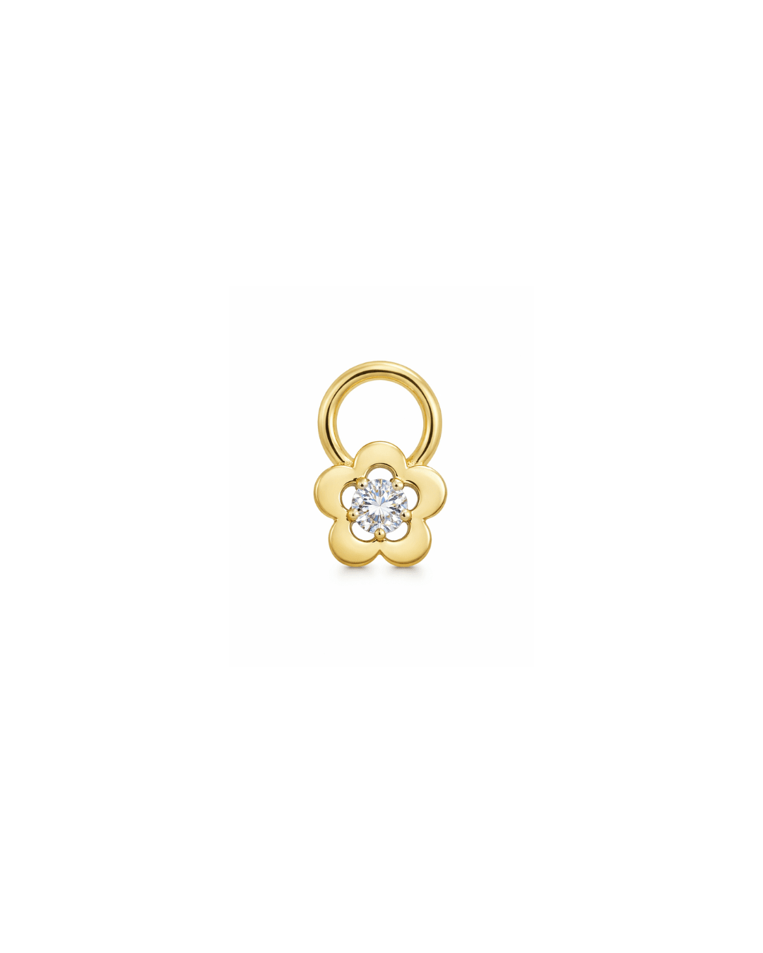 Mini Hoop Charm Fleur Brillante - Goldybijoux