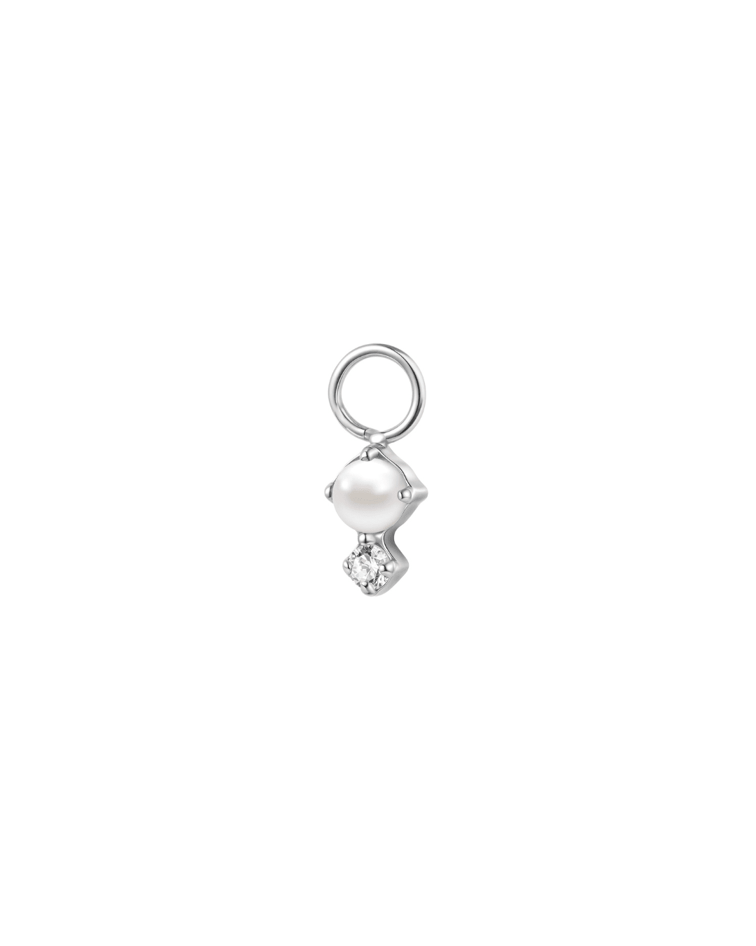 Mini Hoop Charm Perle Brillante - Goldybijoux