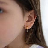 Mini Hoop Charm Perle Brillante - Goldybijoux