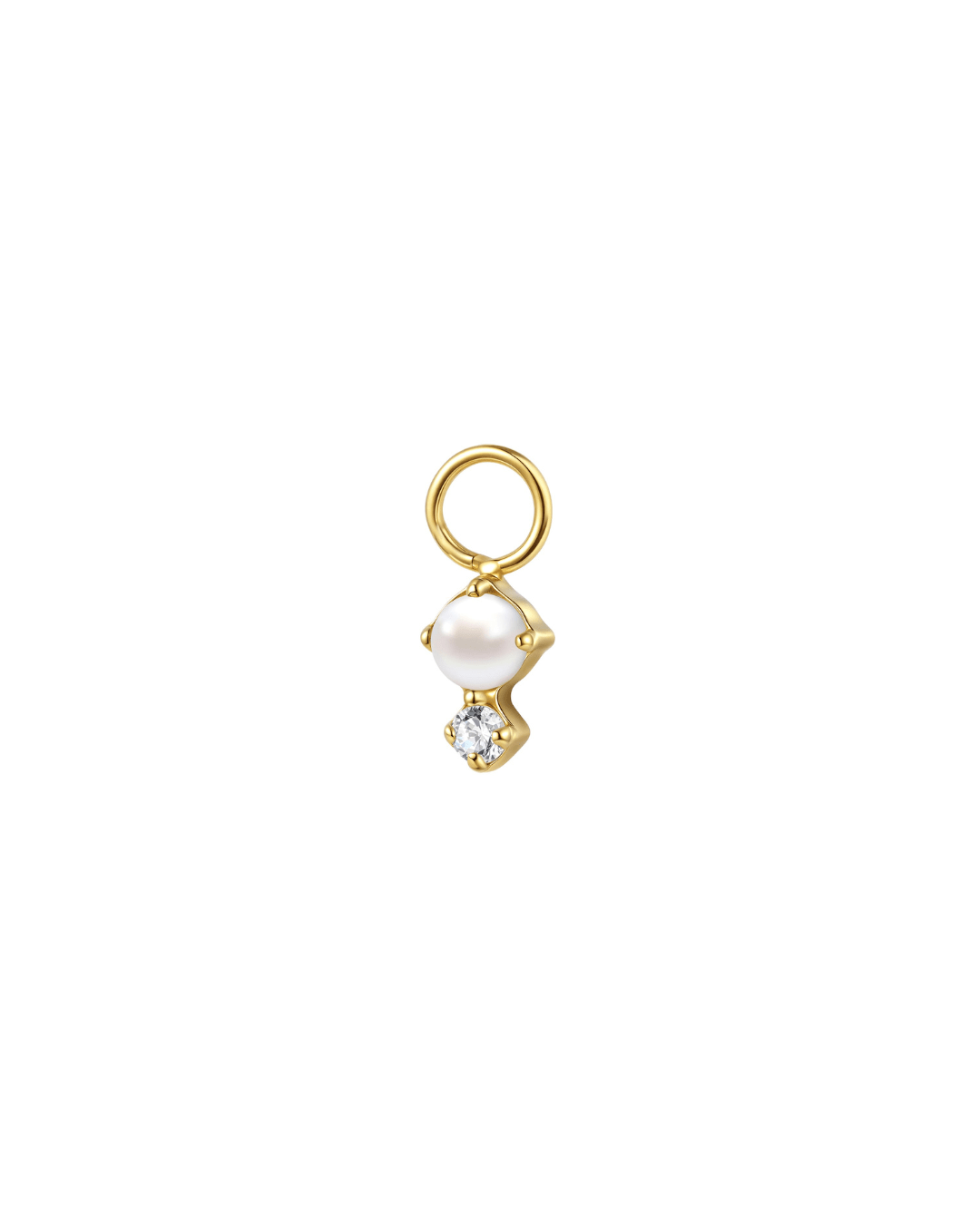 Mini Hoop Charm Perle Brillante - Goldybijoux