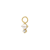 Mini Hoop Charm Perle Brillante - Goldybijoux